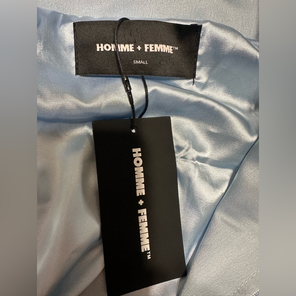 Homme‎ + Femme World Famous Light Blue Bomber Jacket NWT Size Small - Picture 7 of 11